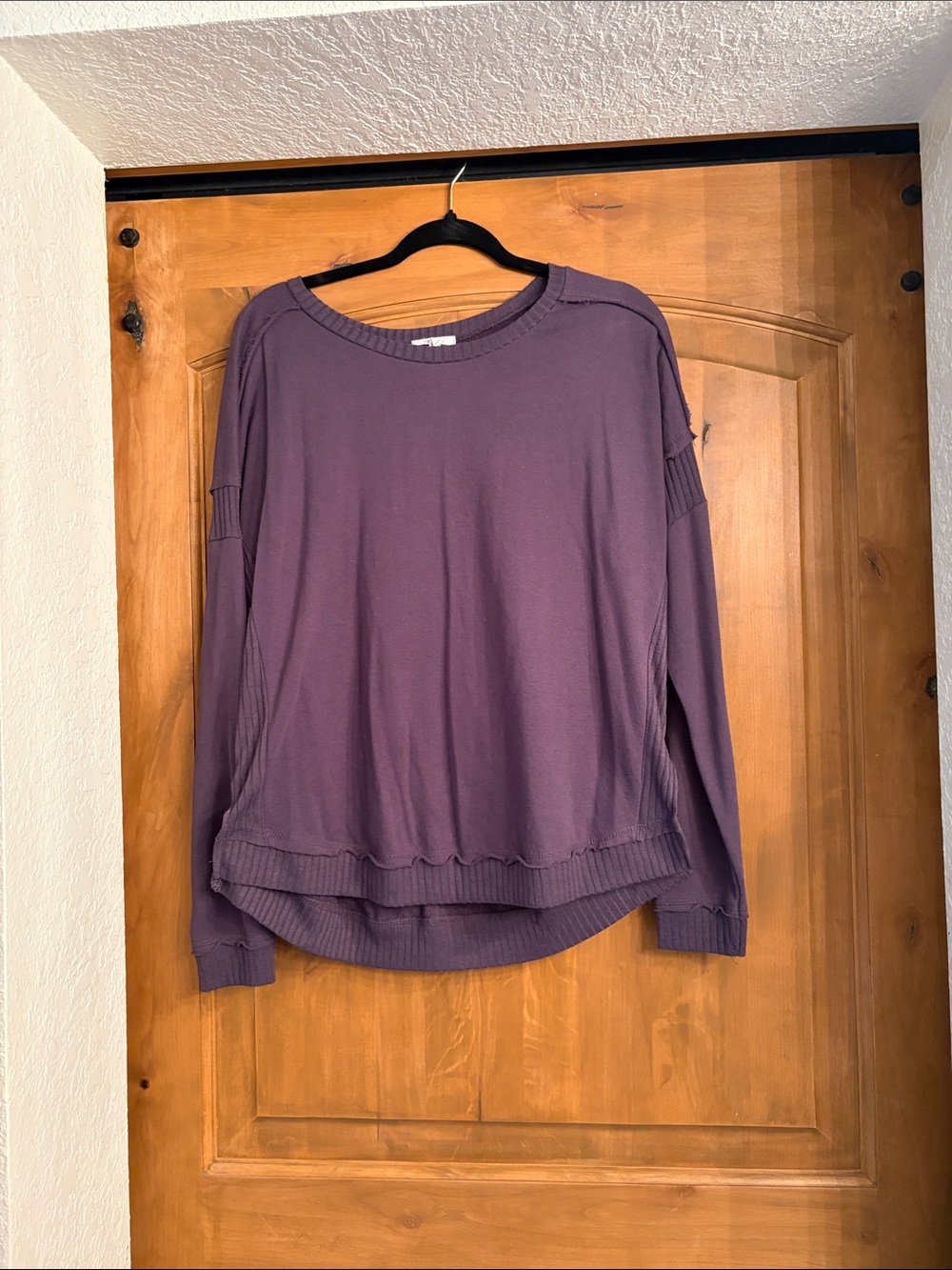 Maurices Long-Sleeve Relaxed Crewneck Sweatshirt — Purple